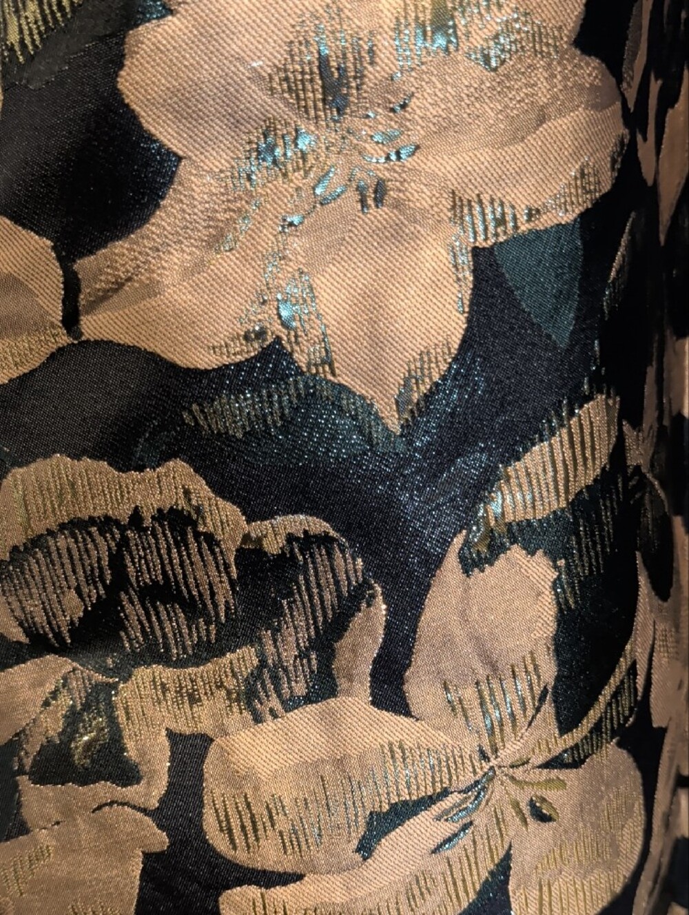 🔥JustFab Black A-Line Skirt with Rose Gold Floral Jacquard, Size L - Picture 4 of 9